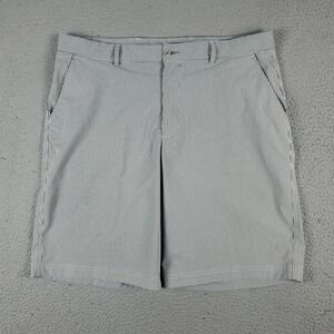 Pebble Beach Performance Striped Golf Flat Front Chinos Shorts Size 38 *DAMAGED*